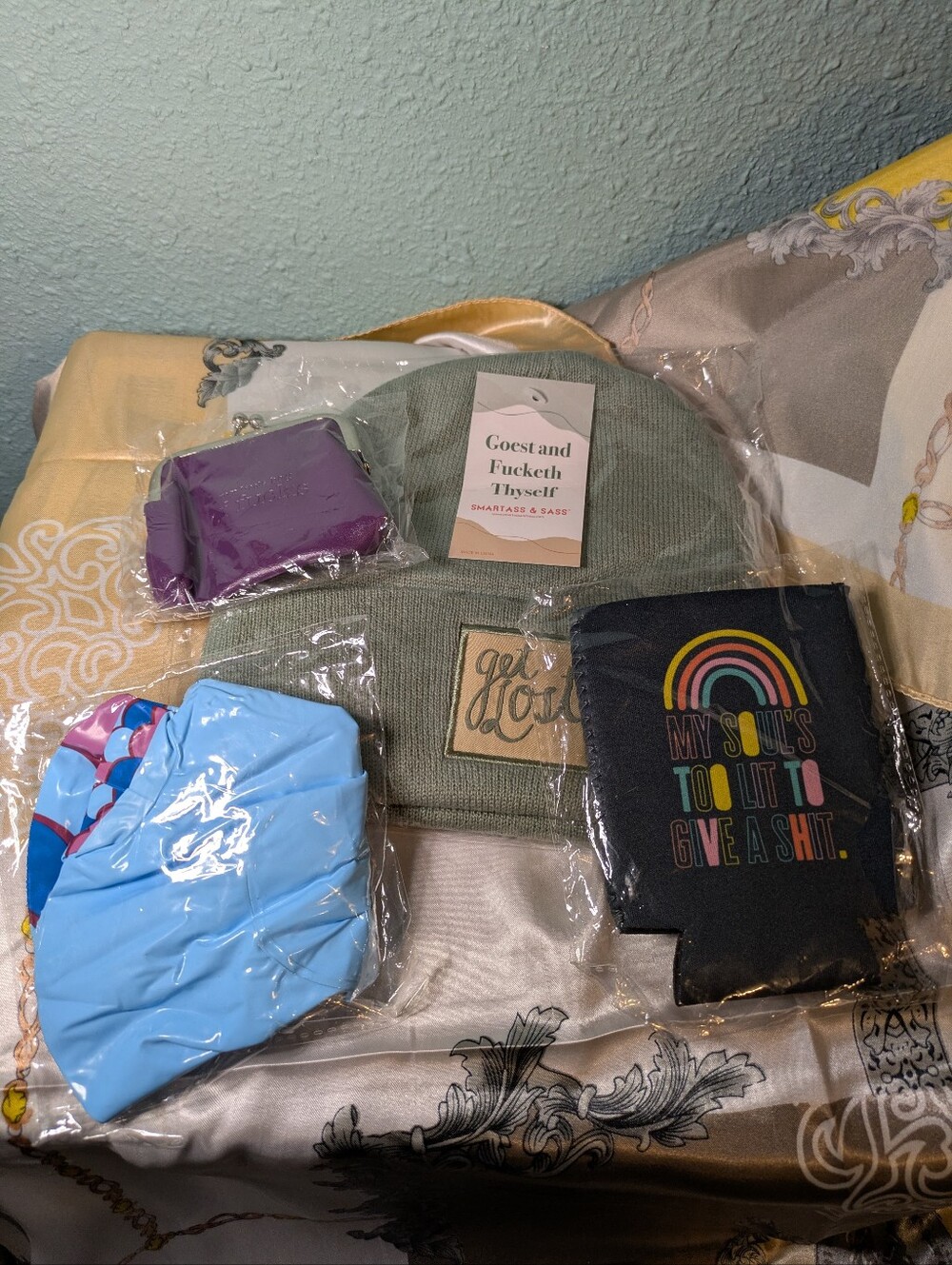 ✨ NWT Novelty Accessory Bundle: Sage Beanie, Mermaid Pouches, Koozie, Coin Purse